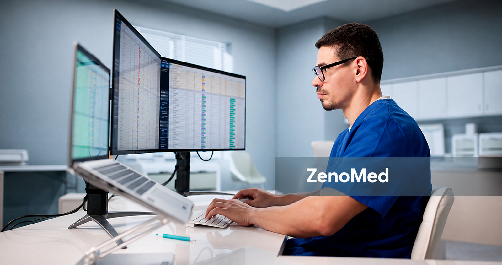 Certified medical biller reviewing a claims and revenue dashboard on a laptop